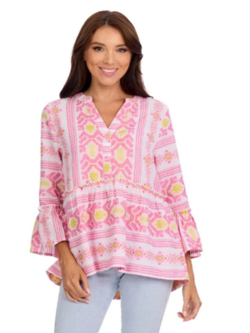 NWT! MudPie Callaway Jacquard Top Pink Size Large